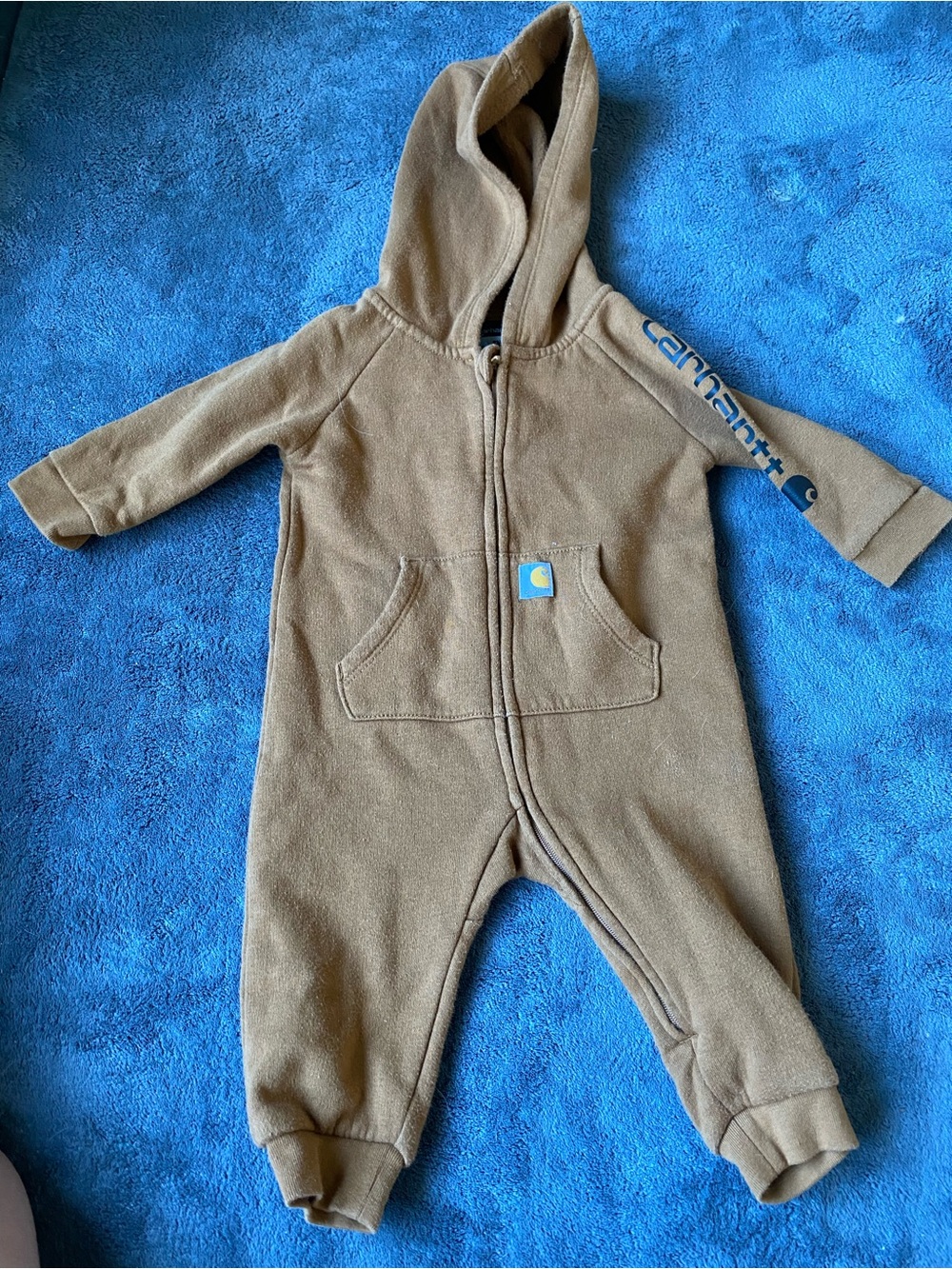 Carhartt Brown Hooded Zip One-Piece for Kids